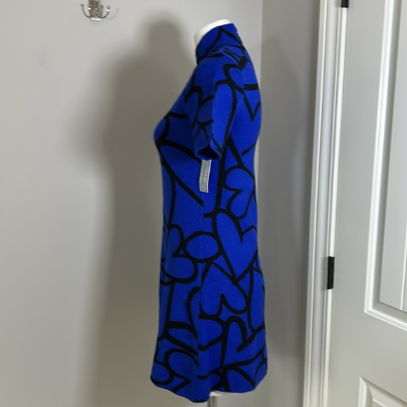 Anthropologie The Nina Short Sleeve Mock Neck Mod Mini Dress Blue Black XSP NEW - Picture 5 of 14